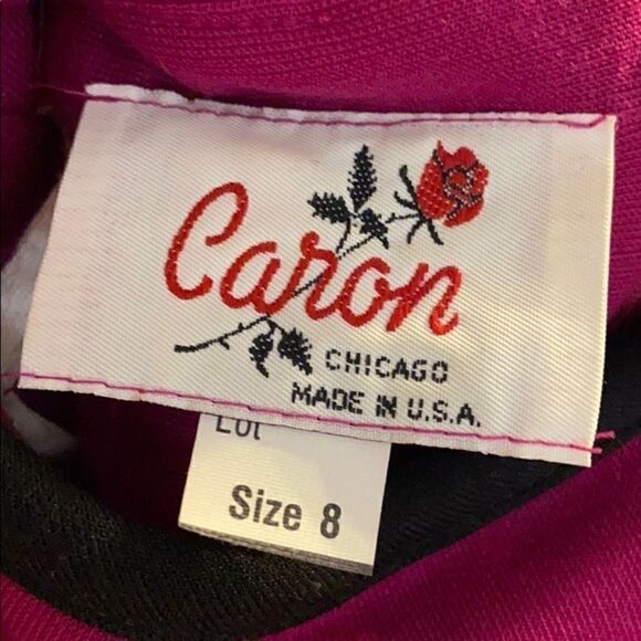 Caron Chicago Vintage Magenta Mock Neck Dress Sz 8 - Picture 6 of 6